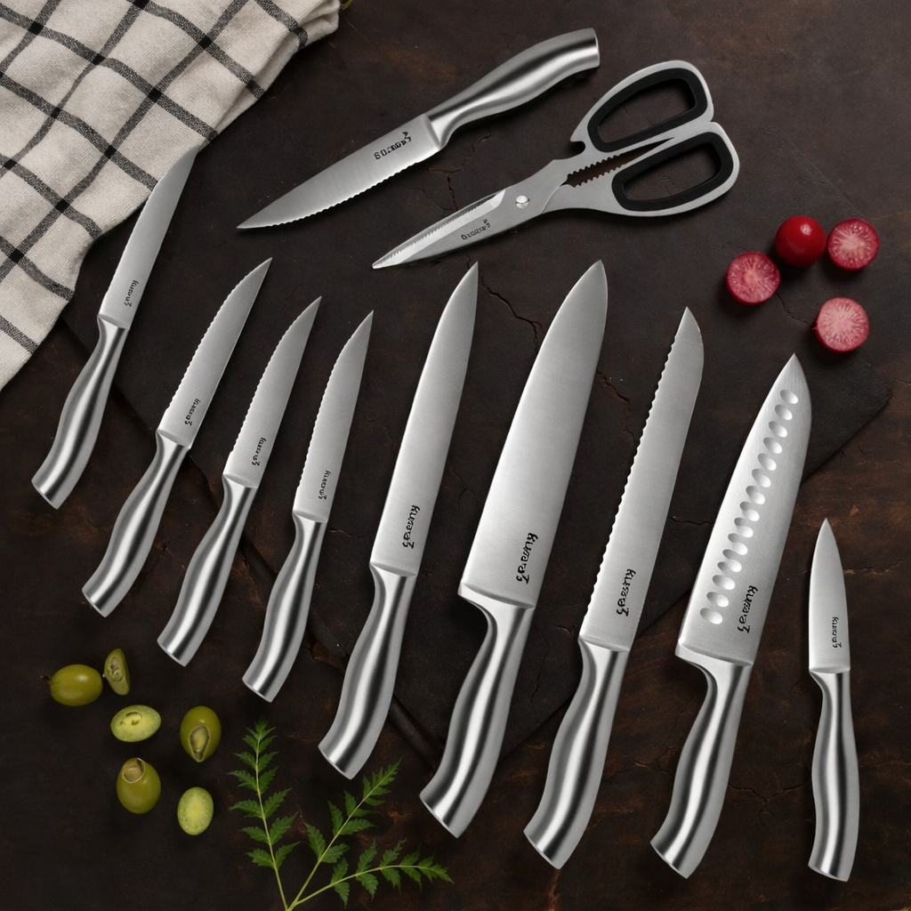 Premium 15-Piece Stainless Steel Knife Set with Wooden Block & Built-in Sharpener, Chef Kitchen Knife Block Set with Steak Knives and Scissors β 4.9 β
β
β
β
β