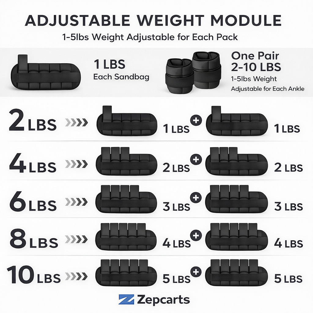 Adjustable Ankle Weights Set Pair (10 lbs) – Comfortable Strap, Home Workout & Strength Training Gear | 4.2 ★★★★☆