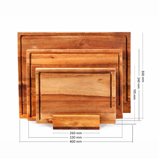 Acacia Wood Cutting Board Set (3-Piece) – Heavy Duty, Knife-Friendly, Juice Groove, Durable & Food-Safe Wooden Chopping Boards for Kitchen ★★★★☆ 4.5 Rating