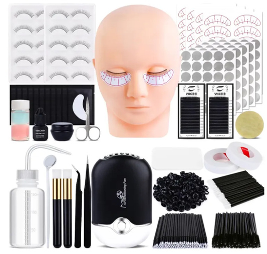 Professional Eyelash Extension Kit with Mannequin Head, Lash Trays, Glue, Tools & Practice Accessories★★★★☆4.4