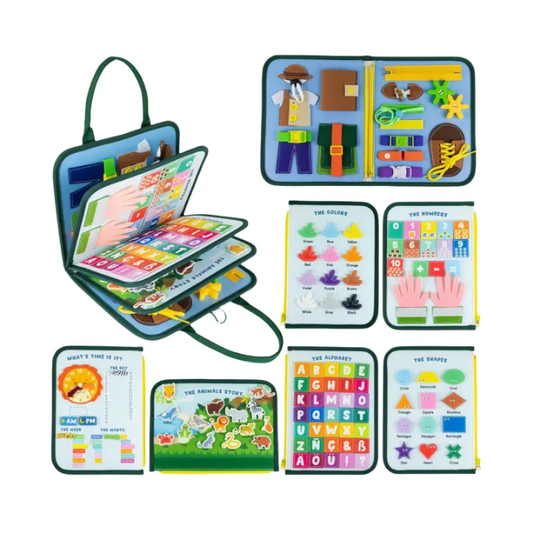 Montessori Busy Board for Toddlers – 8 Sensory Activity Book, Travel Learning Toy (Ages 1–4) ★★★☆ (3.5/5)