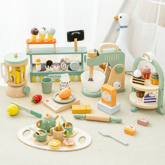 Wooden Pretend Play Kitchen Toy Set for Kids – Montessori Role Play Cooking & Coffee Maker Playset ★★★☆ (3.4