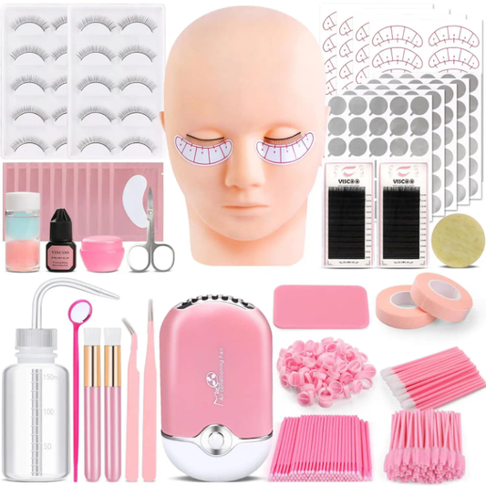 Professional Eyelash Extension Kit with Mannequin Head, Lash Trays, Glue, Tools & Practice Accessories★★★★☆4.4