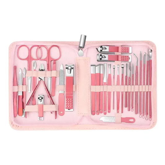 30PCS Professional Manicure & Pedicure Kit – Complete Nail Care Set with Nail Clippers, Cuticle Tools & Grooming Instruments in Travel Case (Pink) ★★★★☆ 4.8