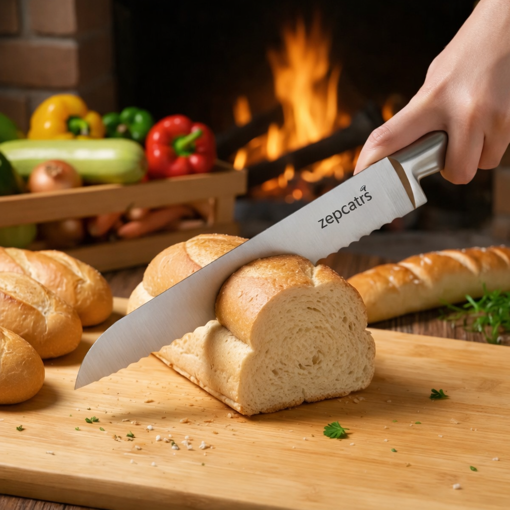 Premium 15-Piece  Stainless Steel Knife Set with Wooden Block & Built-in Sharpener, Chef Kitchen Knife Block Set with Steak Knives and Scissors – 4.9 ★★★★★