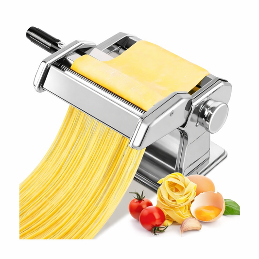 Stainless Steel Pasta Maker Machine with 9 Thickness Settings, Dual Cutter for Spaghetti, Fettuccine & Lasagna, Heavy-Duty Manual Noodle Maker for Home Kitchen ★★★★☆ 4.4 Rating
