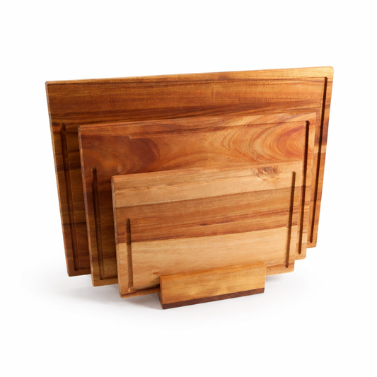 Acacia Wood Cutting Board Set (3-Piece) – Heavy Duty, Knife-Friendly, Juice Groove, Durable & Food-Safe Wooden Chopping Boards for Kitchen ★★★★☆ 4.5 Rating