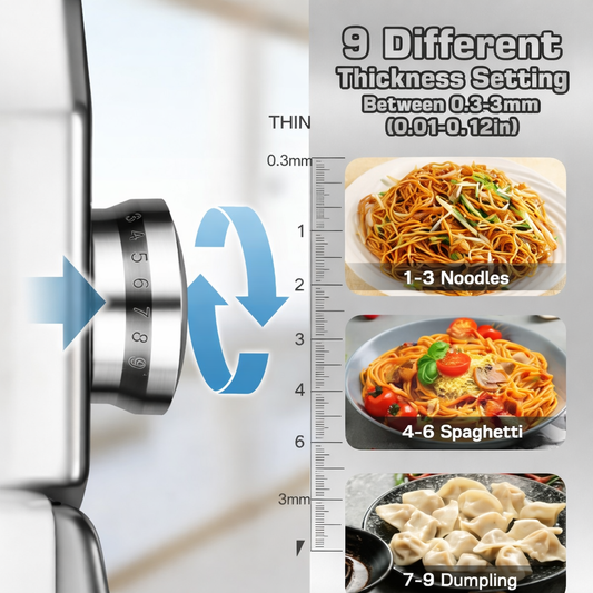 Stainless Steel Pasta Maker Machine with 9 Thickness Settings, Dual Cutter for Spaghetti, Fettuccine & Lasagna, Heavy-Duty Manual Noodle Maker for Home Kitchen ★★★★☆ 4.4 Rating